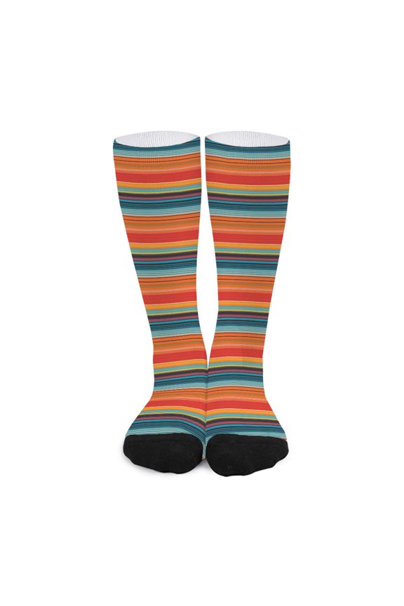 Ethnic Mexican Blanket Pattern Print Long Socks