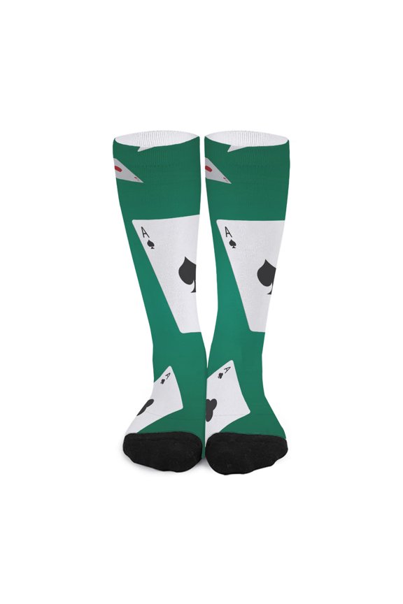 Falling Poker Cards Print Long Socks