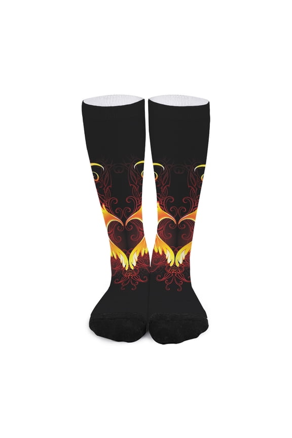 Fire Angel Wings Print Long Socks
