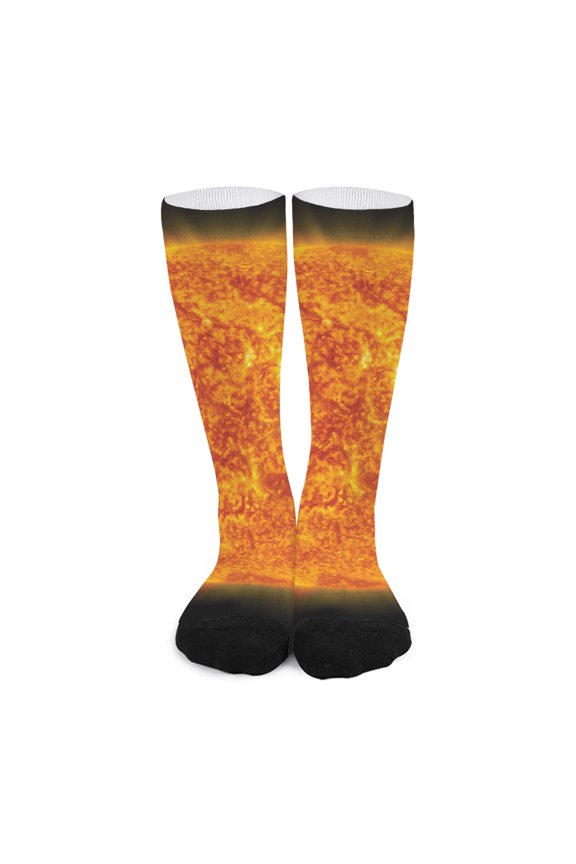 Flaming Sun Print Long Socks