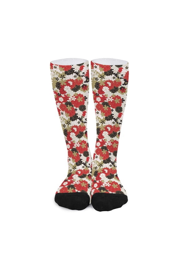 Floral Kimono Pattern Print Long Socks