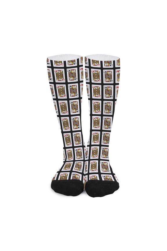 Four Jacks Playing Cards Pattern Print Long Socks