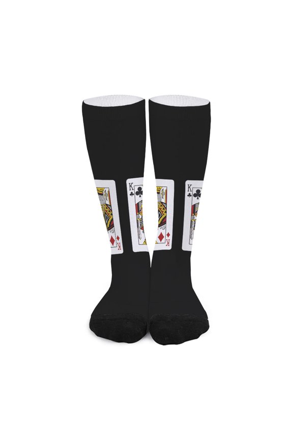 Four Kings Playing Cards Print Long Socks