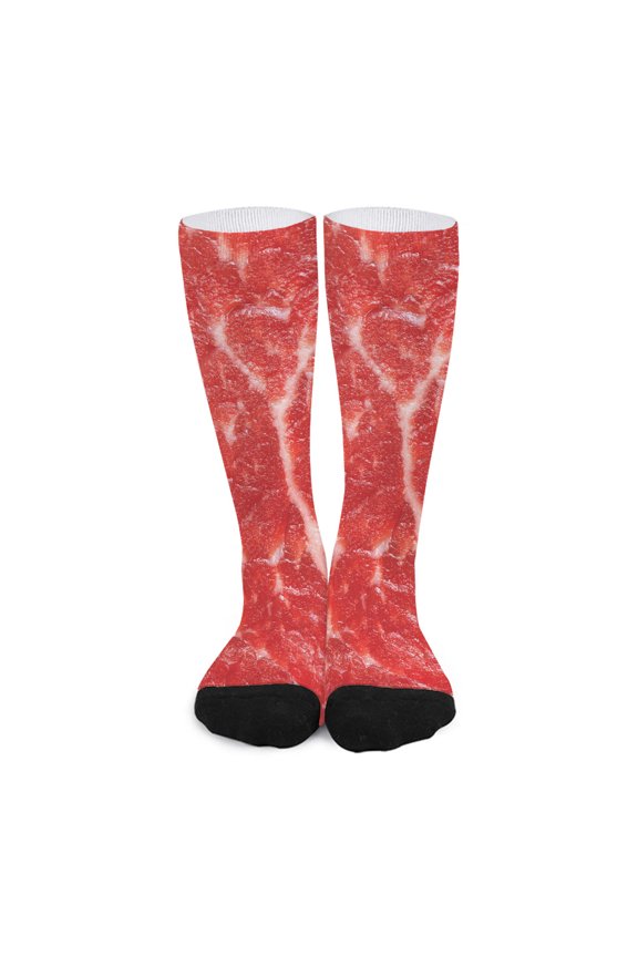 Fresh Meat Print Long Socks