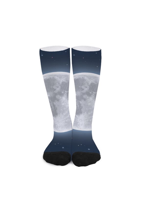Full Moon Print Long Socks