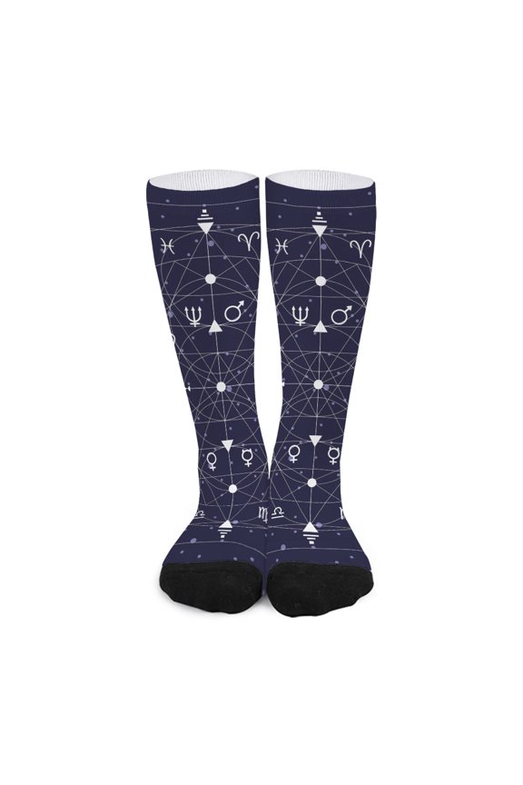 Geometric Moon Phase Print Long Socks