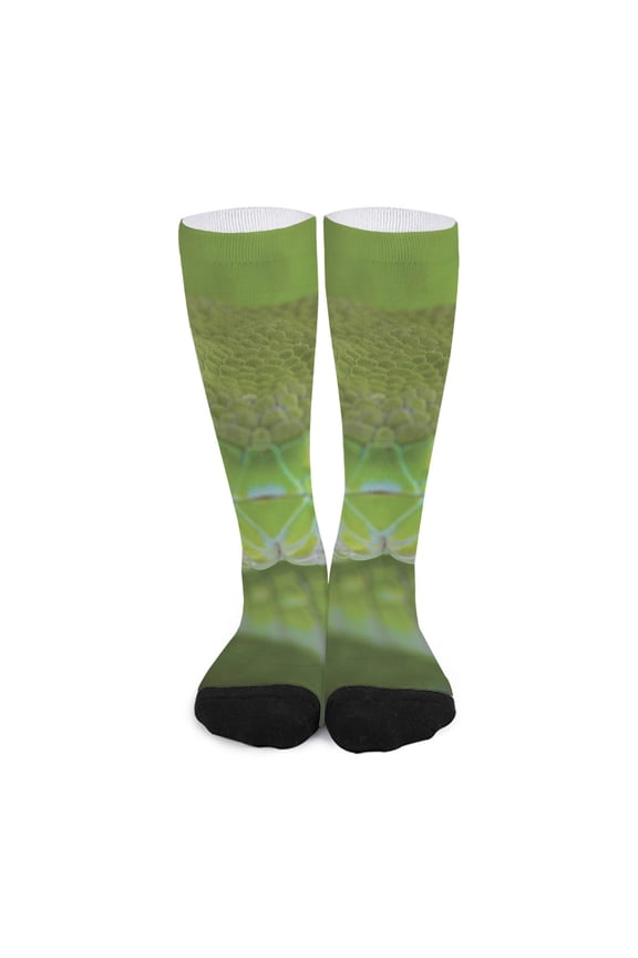 Green Pit Viper Print Long Socks