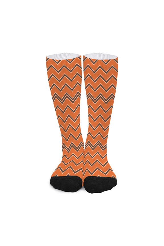 Halloween Zig Zag Pattern Print Long Socks