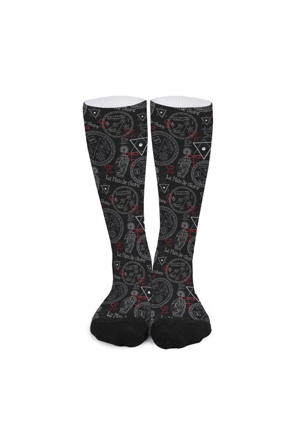 Hand Of Glory Black Magic Witch Print Long Socks