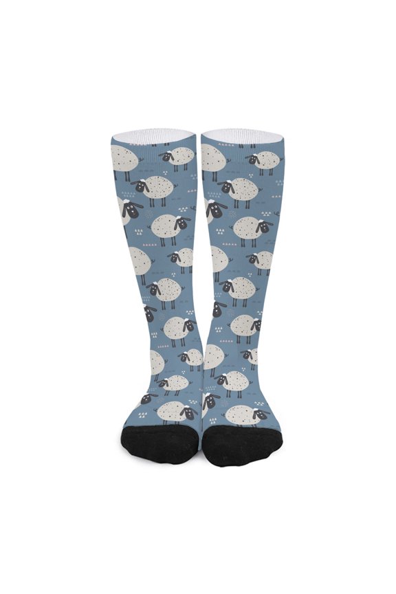 Happy Sheep Pattern Print Long Socks