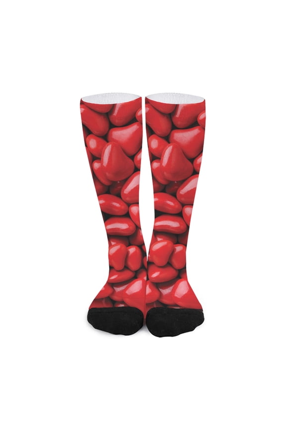 Heart Chocolate Candy Print Long Socks