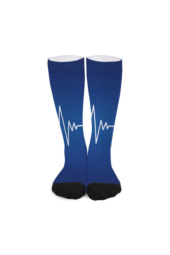 Heartbeat Cardiogram Print Long Socks