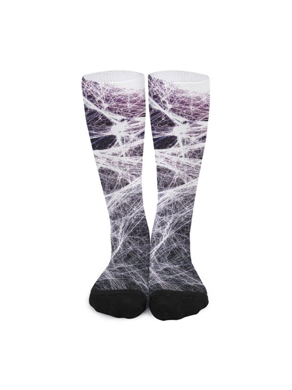 Horror Cobweb Print Long Socks