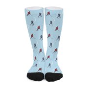 DIQADILA Ice Hockey Players Pattern Print Long Socks