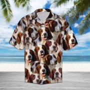 DIQADILA Irish Red and White Setter Awesome Aloha Hawaiian Short Sleeve Button-Up Shirts for Men and Women