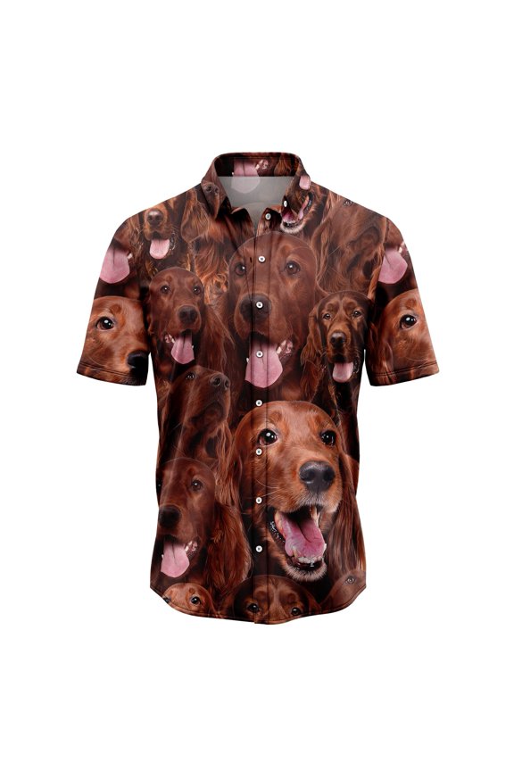 Irish Setter Awesome Aloha Hawaiian Short Sleeve Button-Up Shirt