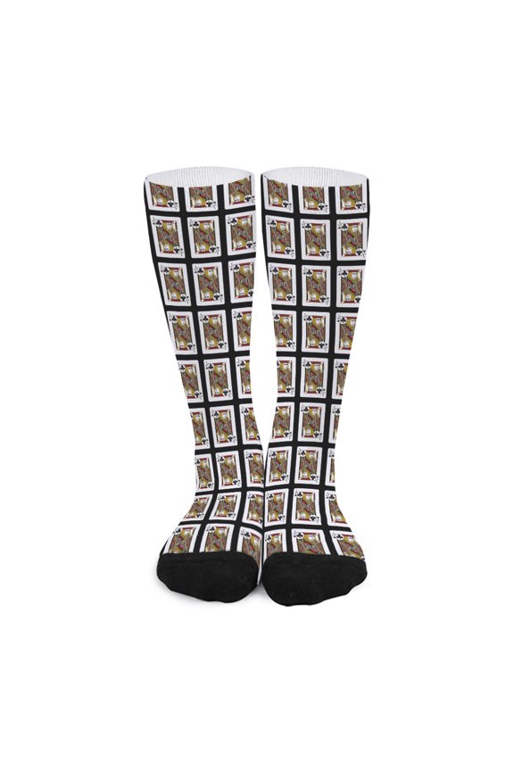 Jack Of Clubs Playing Card Pattern Print Long Socks