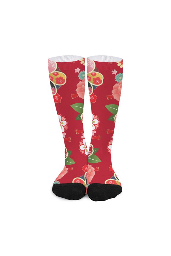 Japanese Kimono Pattern Print Long Socks