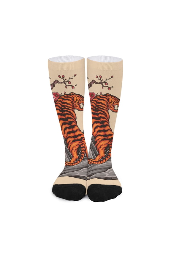Japanese Tiger Tattoo Print Long Socks