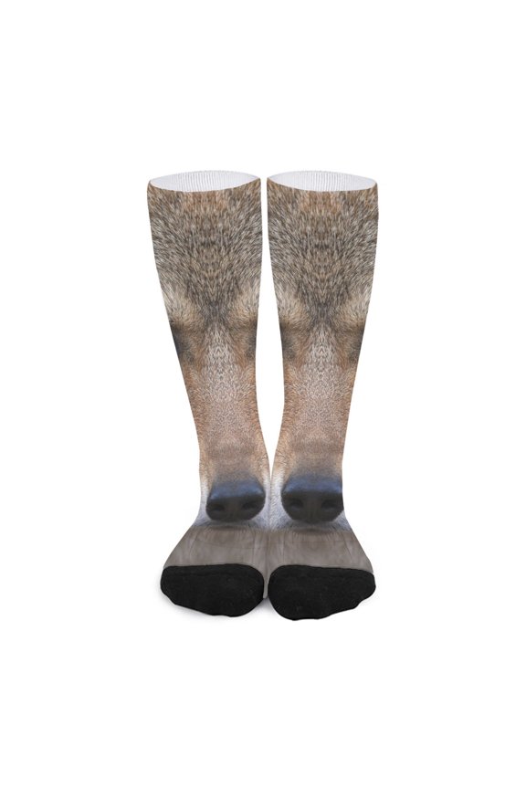 Jungle Wolf Print Long Socks