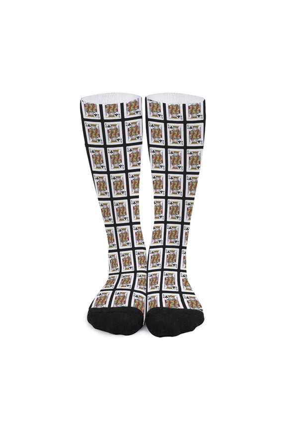King Of Clubs Playing Card Pattern Print Long Socks