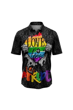 Lgbt Love Pride Aloha Hawaiian Short Sleeve Button-Up Shirt