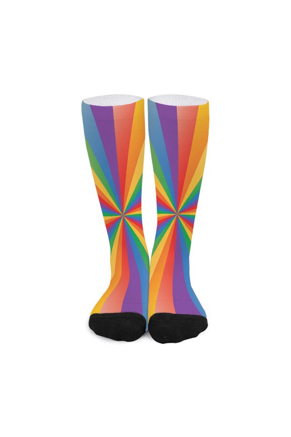 Lgbt Pride Rainbow Rays Print Long Socks