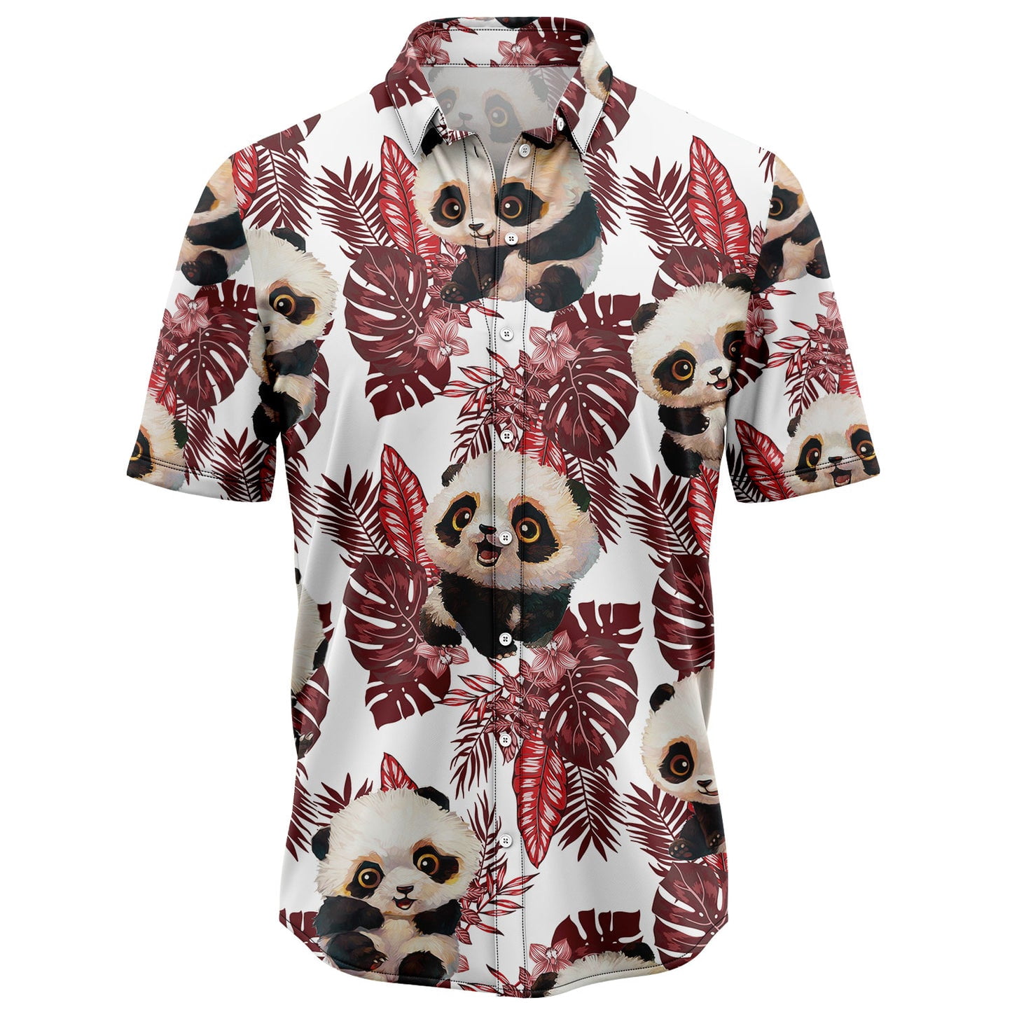 DIQADILA Love Panda Aloha Hawaiian Short Sleeve Button-Up Shirt ...