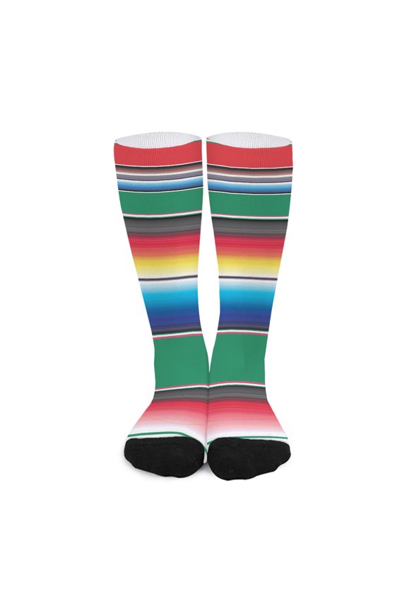 Mexican Striped Blanket Pattern Print Long Socks