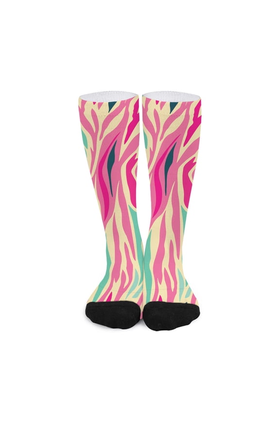 Pastel Zebra Pattern Print Long Socks