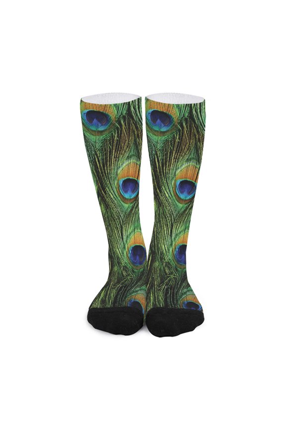Peacock Tail Print Long Socks