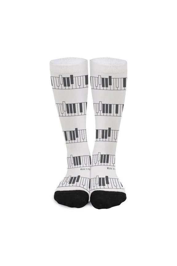 Piano Pattern Print Long Socks