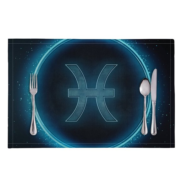 DIQADILA Pisces Zodiac Sign Placemat - Blue Horoscope Print, Table Mat for Astrology Lovers, Dining Decor, Home Kitchen Accessories, Gift for Zodiac Enthusiasts, Astrology Theme Decor