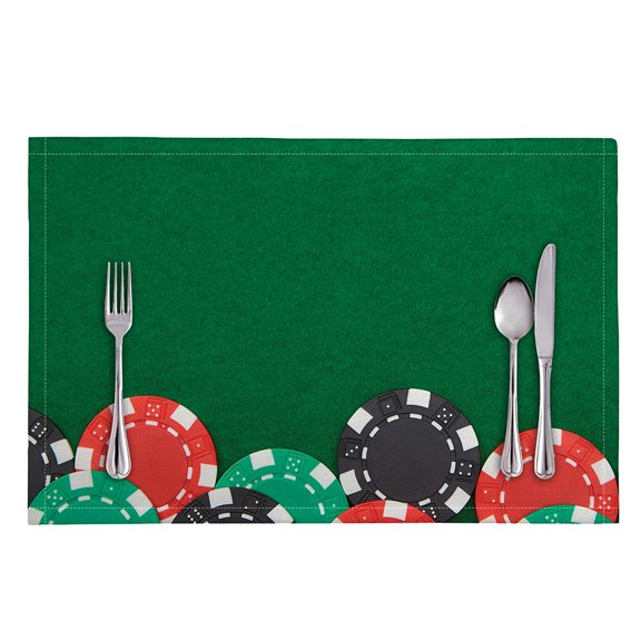 DIQADILA Poker Chips Casino Themed Placemat for Table Setting - Fun Casino Party Decor - Poker Night Essentials - Casino Game Night Supplies - Gift for Poker Players.