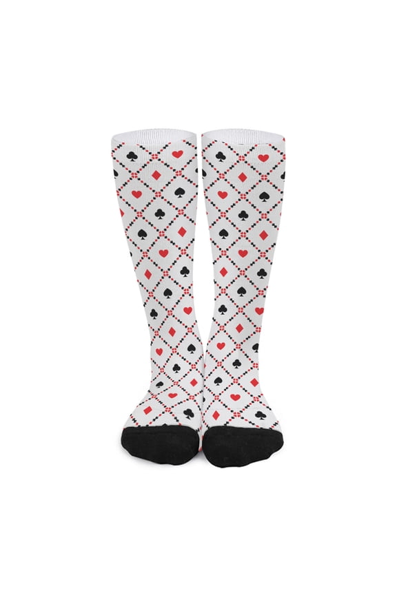 Poker Playing Card Suits Pattern Print Long Socks