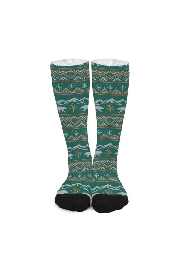 Polar Bear Knitted Pattern Print Long Socks