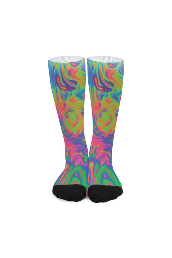 Psychedelic Bubble Print Long Socks