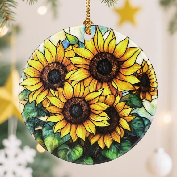 DIQADILA Sunflower Christmas Tree Decorations, Christmas Ornaments ...