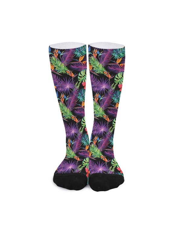 Tropical Hawaiian Jungle Print Long Socks