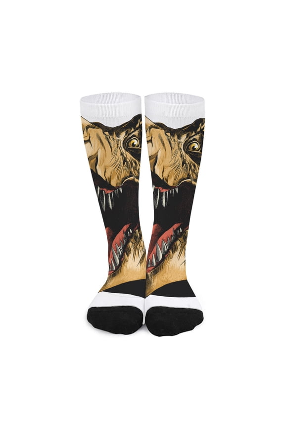 Tyrannosaurus Rex Head Print Long Socks