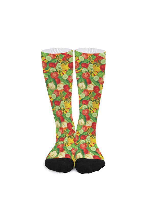 Vegan Pattern Print Long Socks