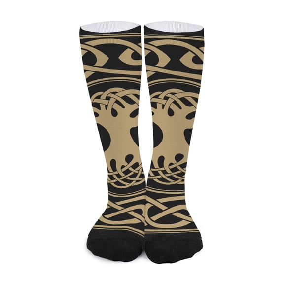 DIQADILA Viking Tree Of Life Print Long Socks