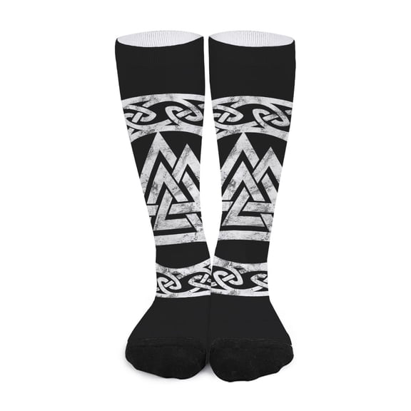 DIQADILA Viking Valhalla Symbol Print Long Socks