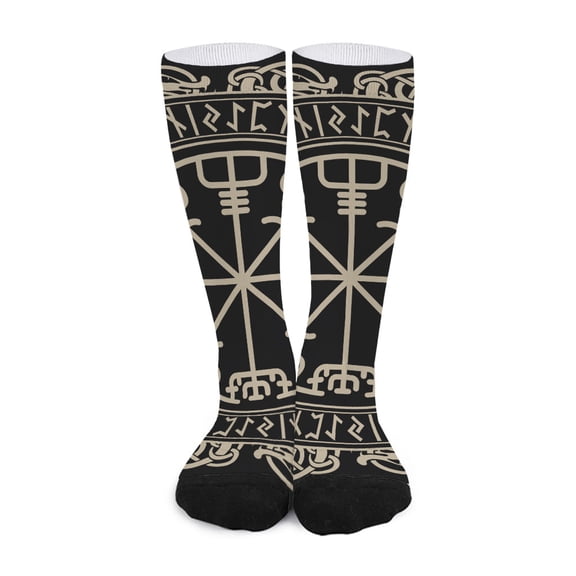 DIQADILA Viking Vegvisir Print Long Socks