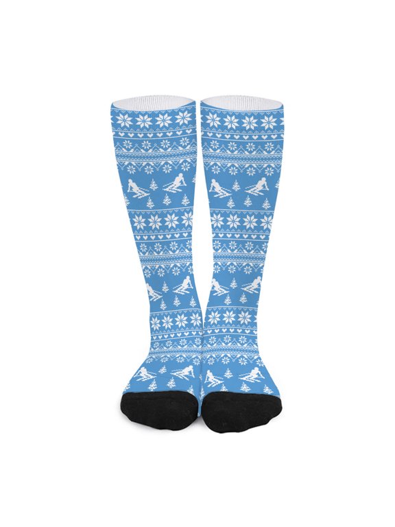 Winter Ski Knitting Pattern Print Long Socks