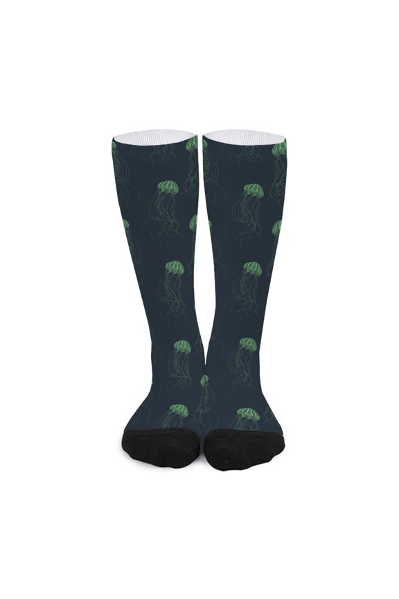 Zentangle Jellyfish Pattern Print Long Socks