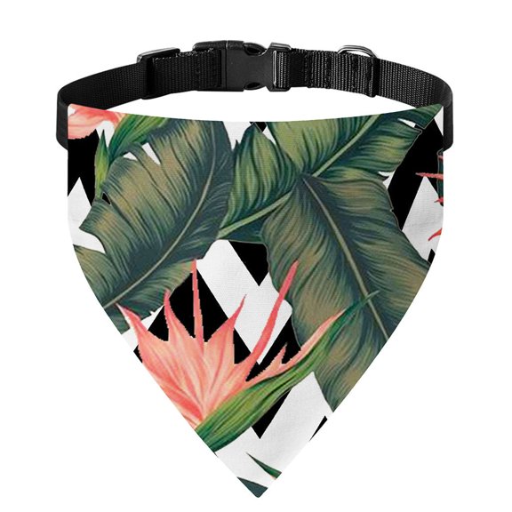 DIQADILA Zig Zag Tropical Pattern Print Over the Collar Clip-On Dog Pet Bandana