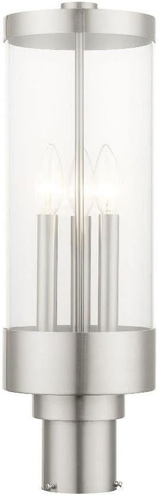 Hillcrest Elegance 3-Light Brushed Nickel Outdoor Post Lantern