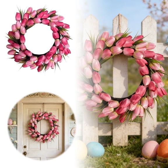 DIR Easter Wreath Suitable For Front Door Window And Wall To Welcome And Easter Celebrations 20 Inch Pink Wreath Decoration