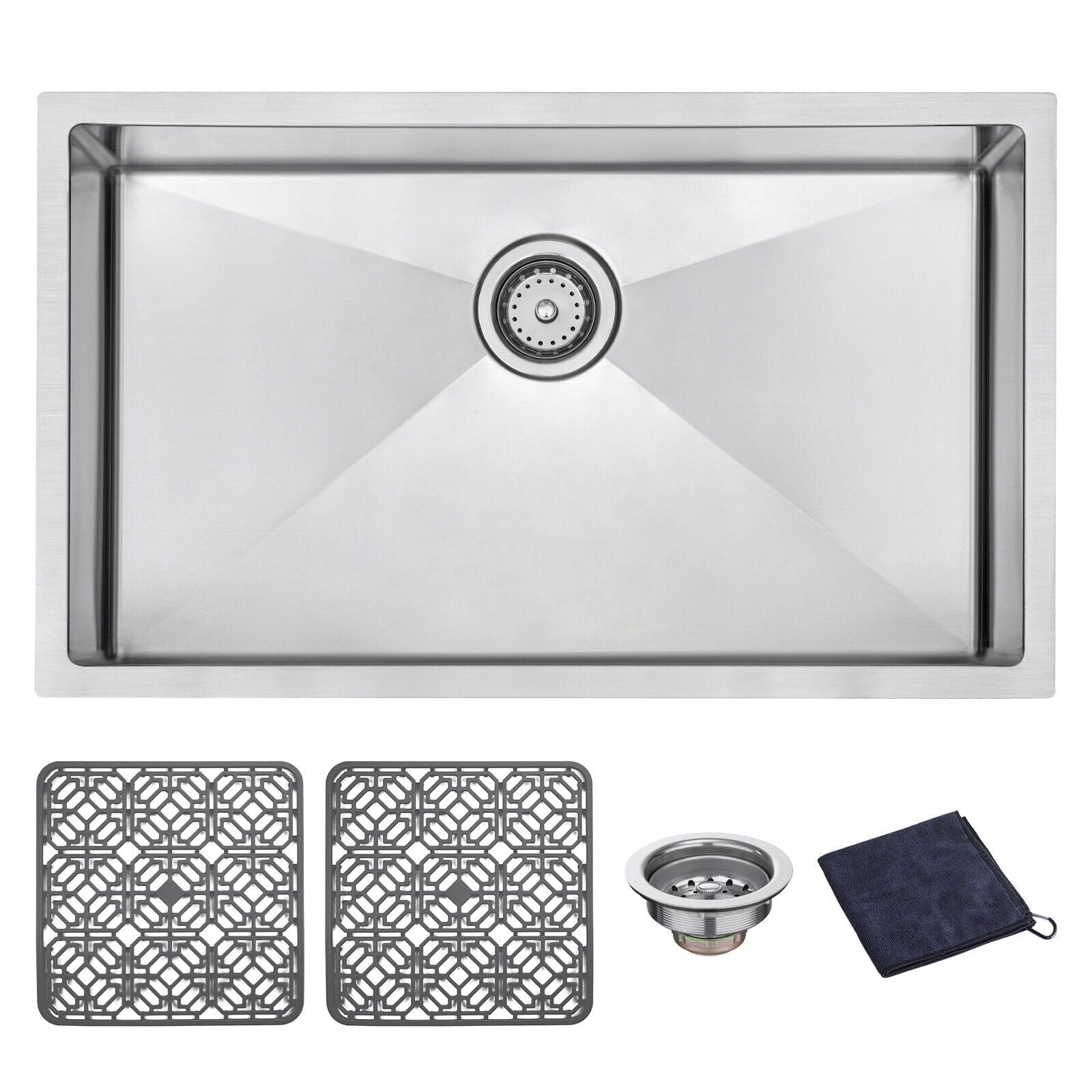 DIRECTUNIT 30 Inch Undermount Kitchen Sink 18 Gauge Stainless Steel Single Bowl